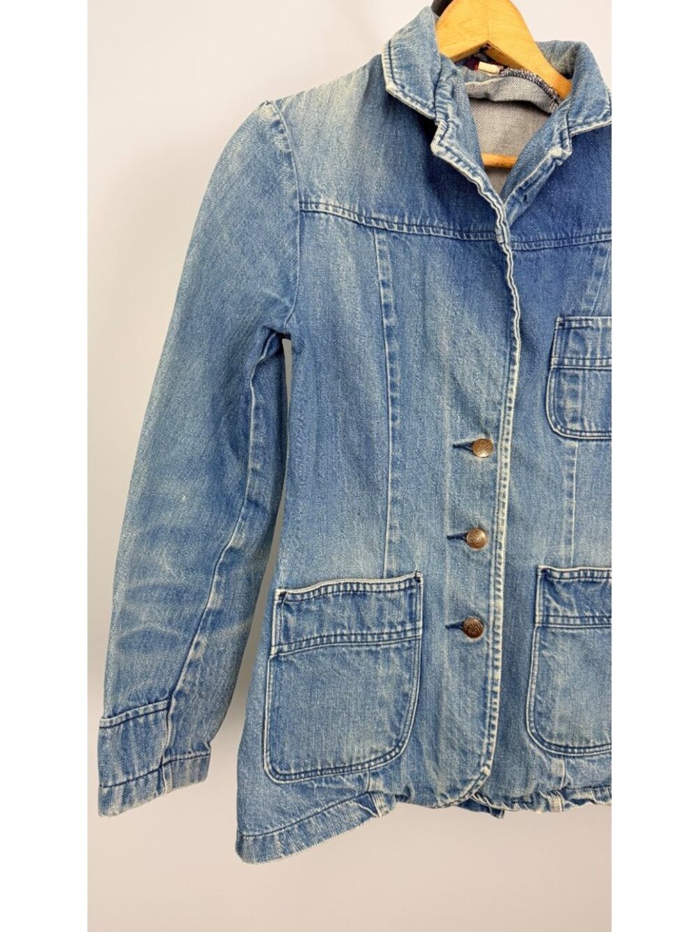 Landlubber Vintage Denim Jacket With Button Front & Pockets USA Made Womens XS - Picture 12 of 16